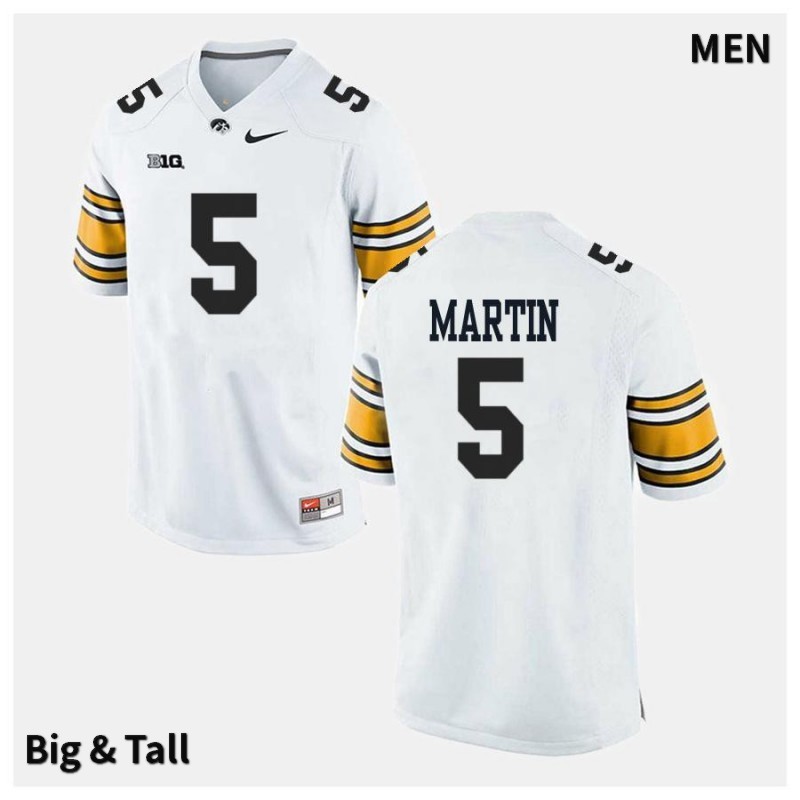Men's Iowa Hawkeyes NCAA #5 Oliver Martin White Authentic Nike Big & Tall Alumni Stitched College Football Jersey EA34G14CE
